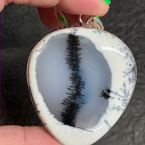 Dendritic Opal Pendant Crystal Stone Jewelry - Picture 3 of 8